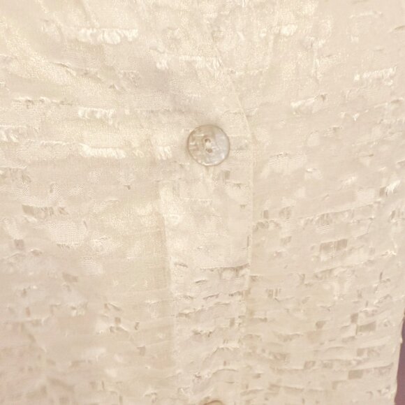 Blouse Ruby Rd Ivory Gold Metallic Sheer Burnout Button Up Eyelash Fairy 14 - Picture 7 of 10